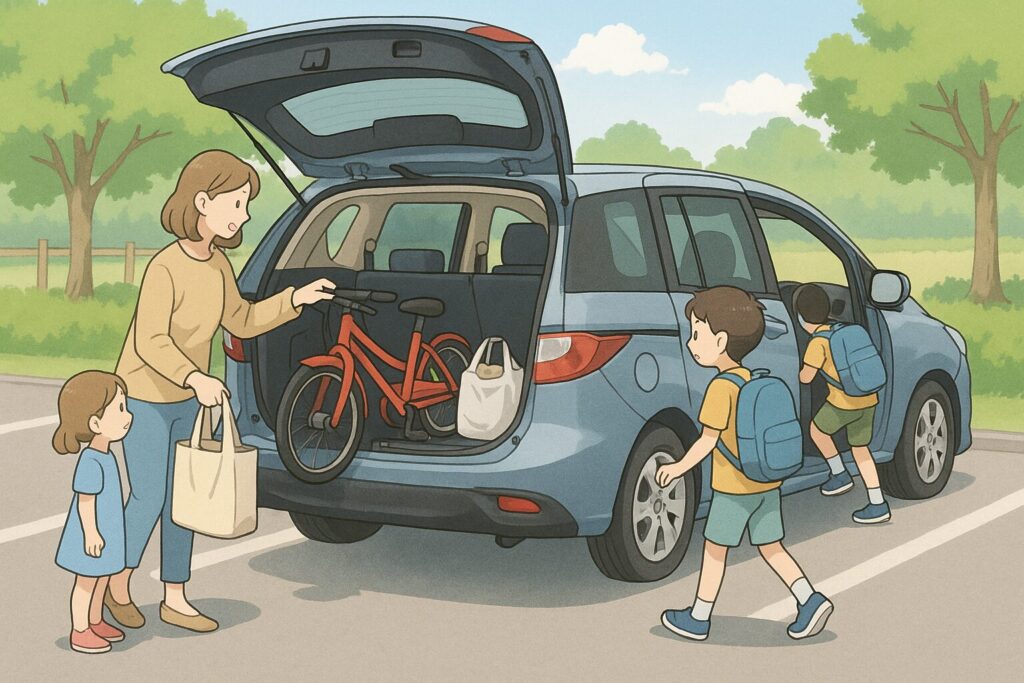 ミニバンの魅力は室内空間の広さ。
荷物が増えても安心して使えている様子。