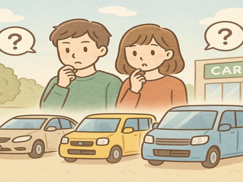 車のサイズをどのように選べば良いか考えている夫婦。