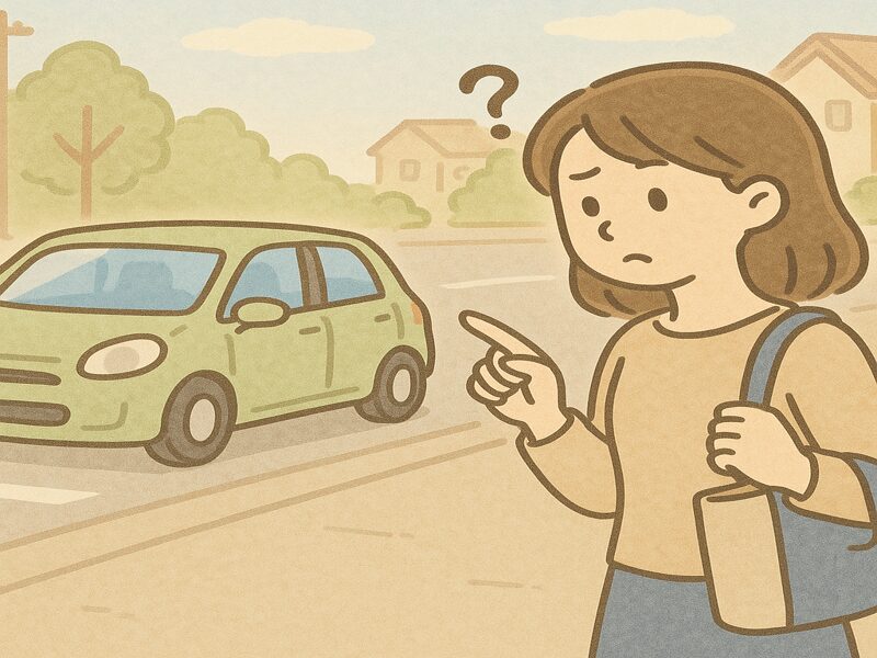 初心者がコンパクトカーの良さを学ぼうとしている。