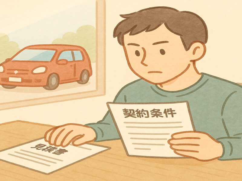 見積書の内訳をしっかり確認している男性。