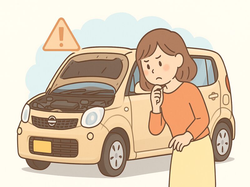 初心者の女性が、この車を選んで大丈夫か、しっかり選んでいる様子。