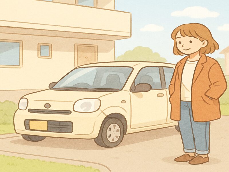 私にも車を持つことが出来た。
女性の満足げな表情。