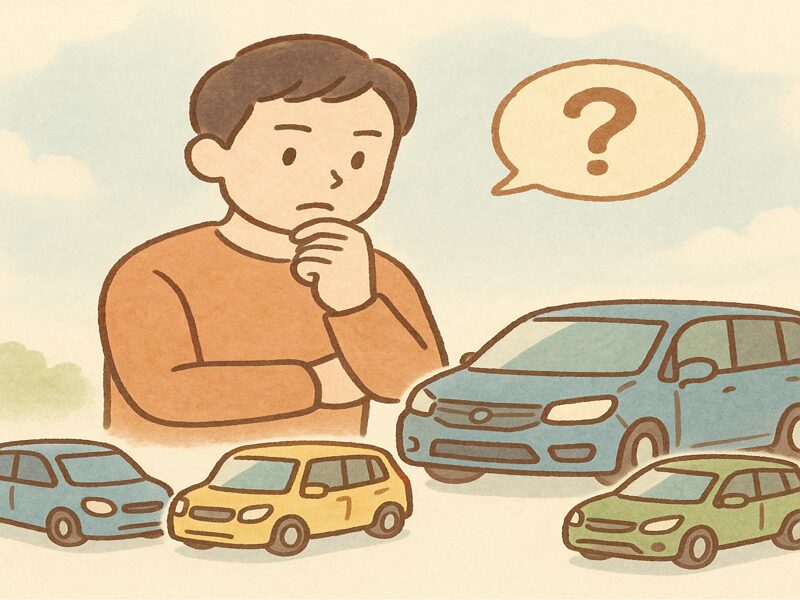 本当に欲しい車の条件を考えている男性。
