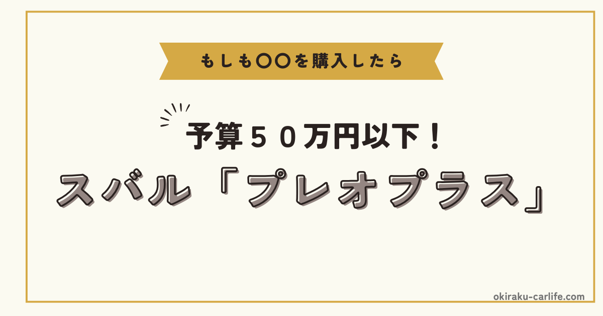 もしもプレオプラスを購入したら